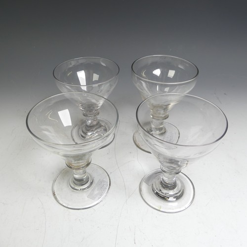 64 - A matched set of four 19thC glass Rummers, with ring neck stems, bowls of varying sizes, H 13cm (4)... 