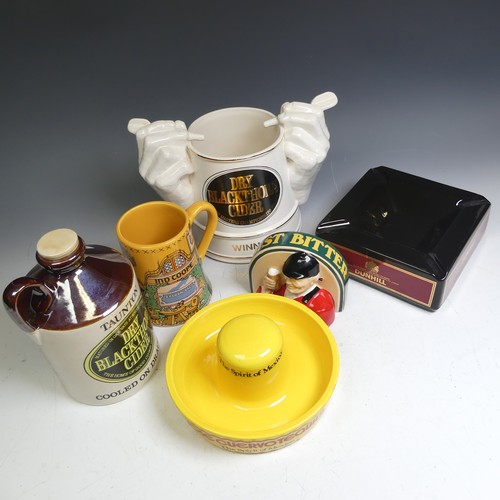 67 - Honiton Pottery; a vintage Dunhill ceramic Ashtray, together with five other items of advertising ce... 