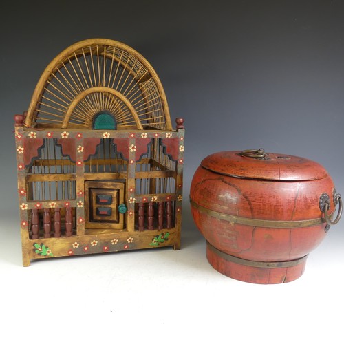 574 - A decorative Bird Cage, W 30.5 cm x H 41.5 cm x D 20.5 cm, together with a decorative Thai rice Warm... 