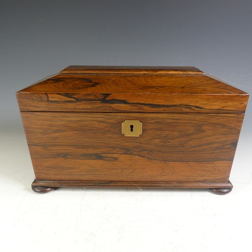 575 - A Victorian rosewood Tea Caddy, two lidded compartment with mixing bowl, on bun feet, W 33 H 18 cm x... 