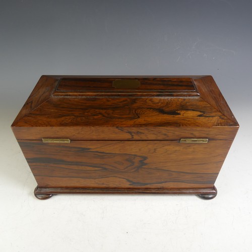 575 - A Victorian rosewood Tea Caddy, two lidded compartment with mixing bowl, on bun feet, W 33 H 18 cm x... 