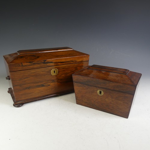 575 - A Victorian rosewood Tea Caddy, two lidded compartment with mixing bowl, on bun feet, W 33 H 18 cm x... 