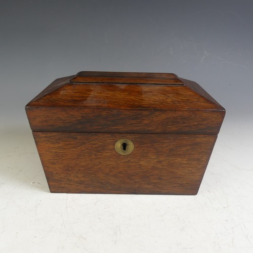 575 - A Victorian rosewood Tea Caddy, two lidded compartment with mixing bowl, on bun feet, W 33 H 18 cm x... 