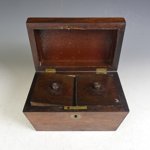 575 - A Victorian rosewood Tea Caddy, two lidded compartment with mixing bowl, on bun feet, W 33 H 18 cm x... 