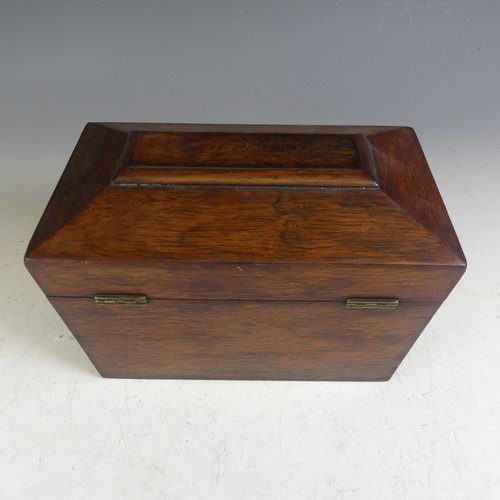 575 - A Victorian rosewood Tea Caddy, two lidded compartment with mixing bowl, on bun feet, W 33 H 18 cm x... 