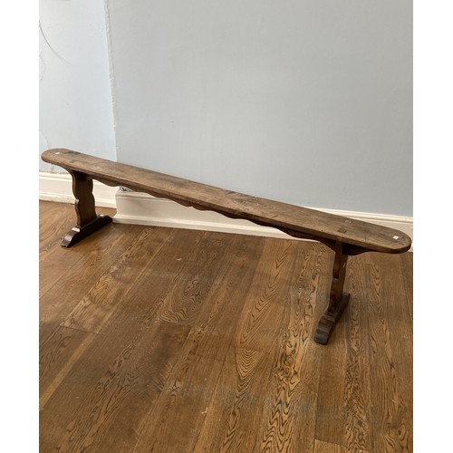 577 - An antique elm Bench/Form, W 204 cm x H 47 cm x D 40 cm.