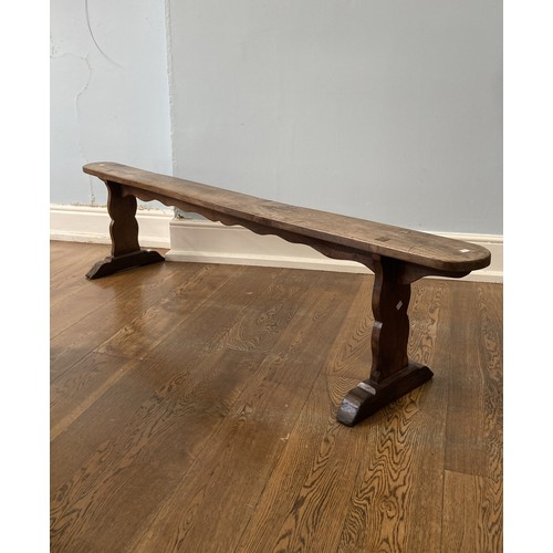 577 - An antique elm Bench/Form, W 204 cm x H 47 cm x D 40 cm.