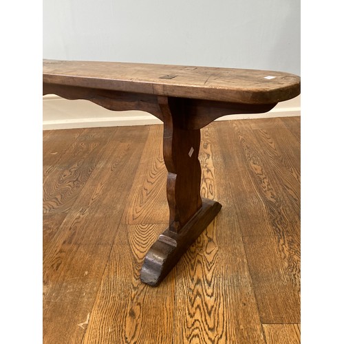 577 - An antique elm Bench/Form, W 204 cm x H 47 cm x D 40 cm.