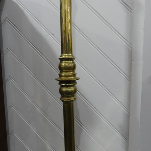 579 - An Antique brass standard Lamp, on square base, H 130 cm.