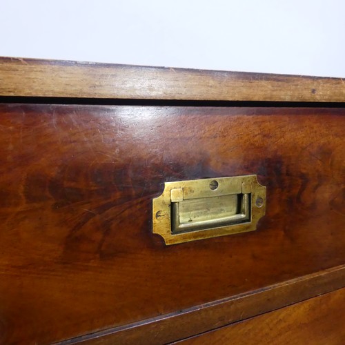 580 - A 19thC mahogany brass bound Military Chest, with countersunk brass corners, drawer divisions, and h... 