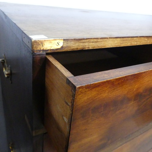 580 - A 19thC mahogany brass bound Military Chest, with countersunk brass corners, drawer divisions, and h... 