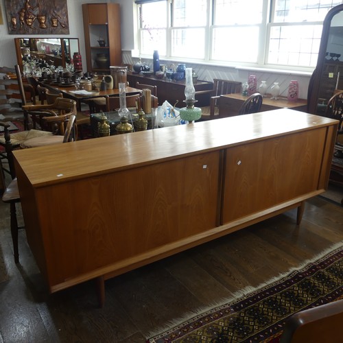 599 - A Mid-20thC teak Austinsuite tambour front Sideboard, of large proportions, W 213.5 cm x H 80 cm x D... 