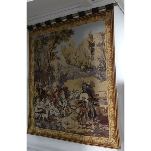 601 - A large hanging Woolwork Tapestry, H 117 cm x W 101 cm.