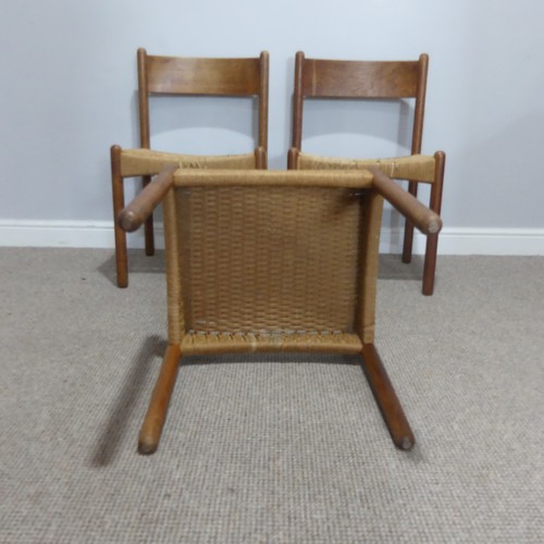 591 - A Harlequin set of six mid-20thC Niels Moller for J L Moller bar back teak dining Chairs, all with r... 