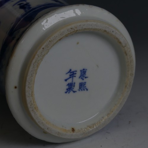 84 - A 19thC Chinese blue and white porcelain Vase, decorated with trees and pagoda in the moonlight, fou... 