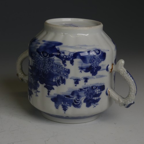 84 - A 19thC Chinese blue and white porcelain Vase, decorated with trees and pagoda in the moonlight, fou... 