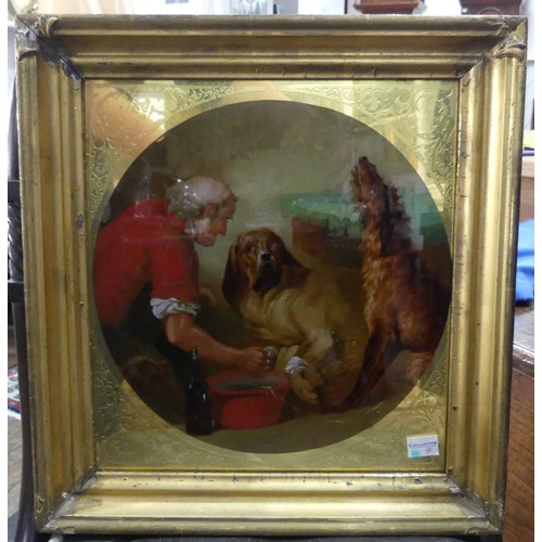 126 - After Sir Edwin Landseer (1802-1873), Huntsman with dogs and bathing dogs, a pair, watercolour round... 