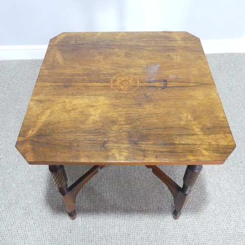 241 - An Edwardian rosewood occasional Table, with inlaid star centre, raised on turned and carved legs, W... 