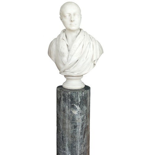 120 - Thomas Kirk RHA (Irish, 1781-1845),  white marble bust c.1842 of George Putland,  inscribed on the t... 