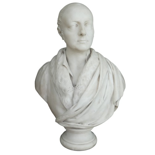 120 - Thomas Kirk RHA (Irish, 1781-1845),  white marble bust c.1842 of George Putland,  inscribed on the t... 