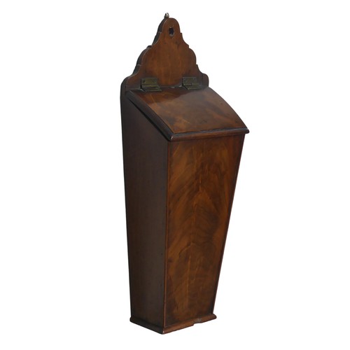 386 - A George III mahogany Candle Box, W 18.5 cm x H 47 cm x D 11 cm.