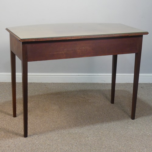 394 - An Antique bow front mahogany Side Table, with glass top and large drawer, W 107 cm x H 79 cm x D 61... 