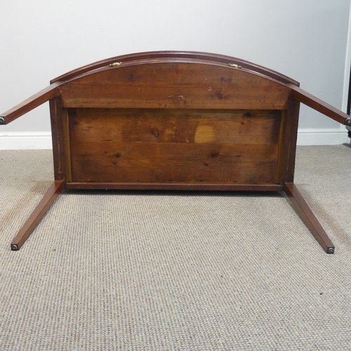 394 - An Antique bow front mahogany Side Table, with glass top and large drawer, W 107 cm x H 79 cm x D 61... 