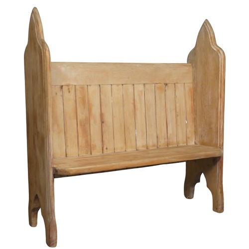 397 - A mid 19th century Canadian pine gothic inspired Church Pew, Nova Scotia circa 1960, reduced in size... 