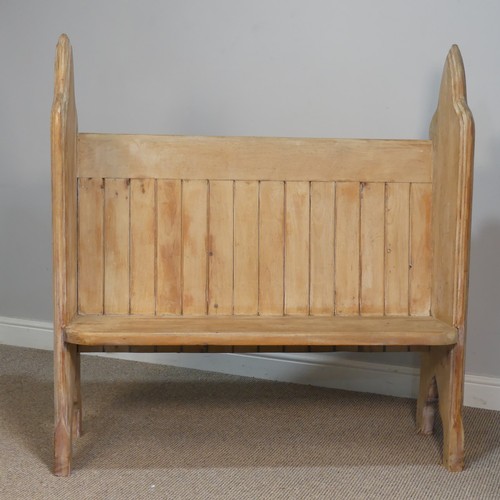 397 - A mid 19th century Canadian pine gothic inspired Church Pew, Nova Scotia circa 1960, reduced in size... 