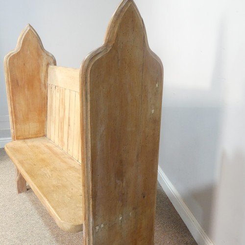 397 - A mid 19th century Canadian pine gothic inspired Church Pew, Nova Scotia circa 1960, reduced in size... 