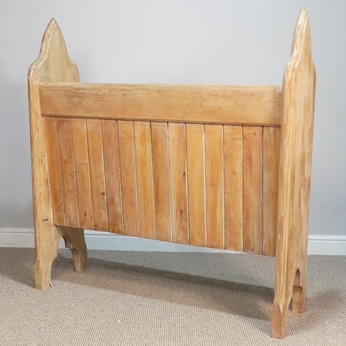 397 - A mid 19th century Canadian pine gothic inspired Church Pew, Nova Scotia circa 1960, reduced in size... 