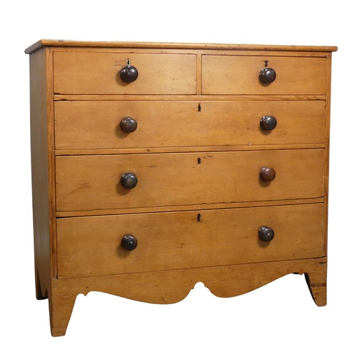 399 - A late 19th century Canadian pine Chest of drawers, Nova Scotia, with two short drawers over three l... 