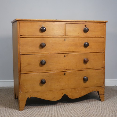 399 - A late 19th century Canadian pine Chest of drawers, Nova Scotia, with two short drawers over three l... 