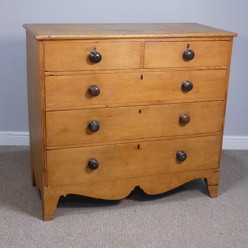 399 - A late 19th century Canadian pine Chest of drawers, Nova Scotia, with two short drawers over three l... 