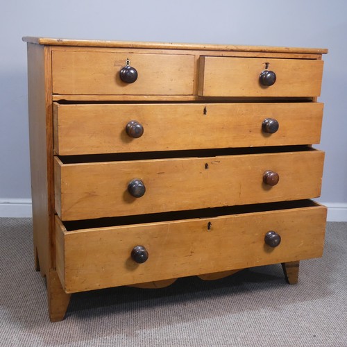 399 - A late 19th century Canadian pine Chest of drawers, Nova Scotia, with two short drawers over three l... 