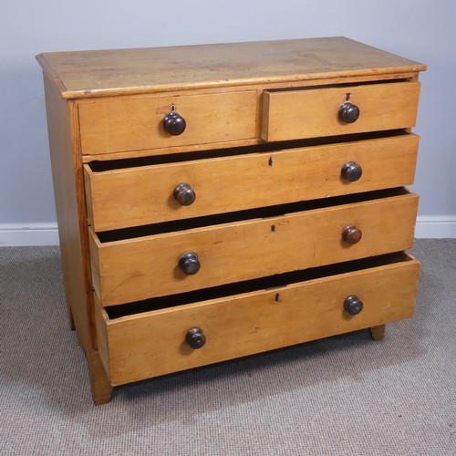 399 - A late 19th century Canadian pine Chest of drawers, Nova Scotia, with two short drawers over three l... 