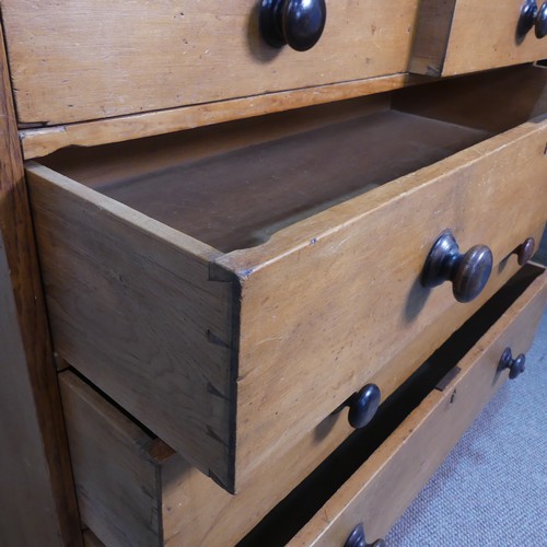 399 - A late 19th century Canadian pine Chest of drawers, Nova Scotia, with two short drawers over three l... 