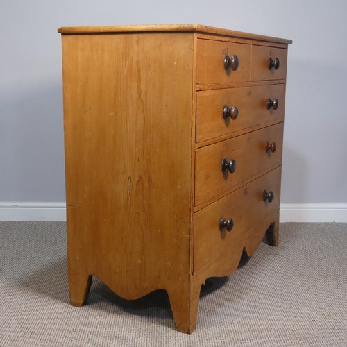 399 - A late 19th century Canadian pine Chest of drawers, Nova Scotia, with two short drawers over three l... 