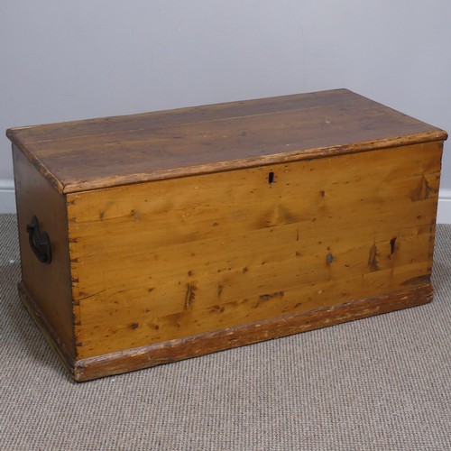 400 - A late 19th century Canadian pine blanket Chest, Nova Scotia, with candle box and heart shaped carry... 