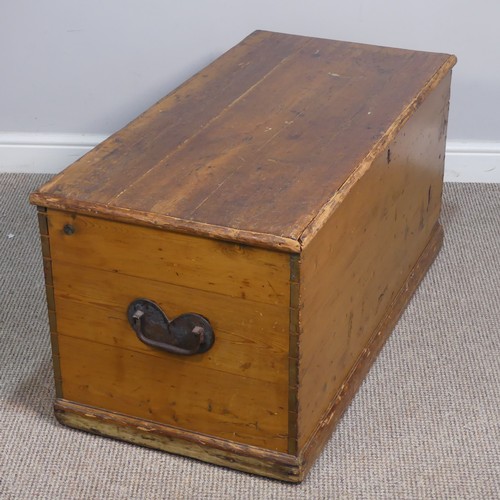 400 - A late 19th century Canadian pine blanket Chest, Nova Scotia, with candle box and heart shaped carry... 