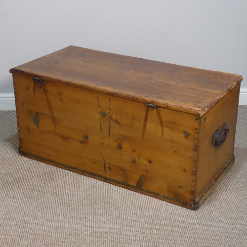 400 - A late 19th century Canadian pine blanket Chest, Nova Scotia, with candle box and heart shaped carry... 