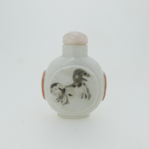 96 - A Chinese famille rose porcelain Snuff Bottle, the white ground decorated with enamels of a grasshop... 