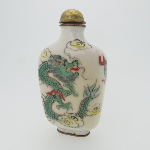 97 - A Chinese cloissone enamel joint double gourd Snuff Bottle, with stoppers, enamelled with scenes of ... 