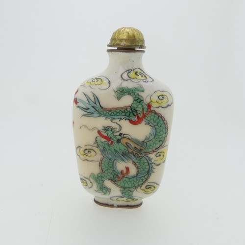 97 - A Chinese cloissone enamel joint double gourd Snuff Bottle, with stoppers, enamelled with scenes of ... 