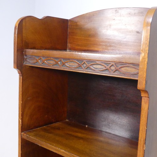 405 - An Arts and Crafts mahogany open Bookcase, with applied decoration to top shelf, W 38.5 cm x H 122 c... 