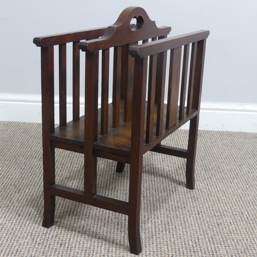 409 - A small Arts and Crafts oak Magazine Rack, W 43 cm x H 49 cm x D 23 cm.