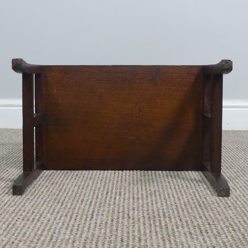 409 - A small Arts and Crafts oak Magazine Rack, W 43 cm x H 49 cm x D 23 cm.