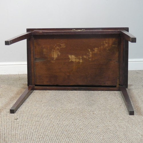 423 - A Georgian mahogany side Table, original handle and oak carcass, raised on square tapering legs, W 7... 