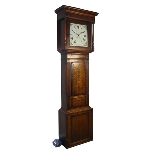 233 - John Wilkinson, Cartmel: A 30hr oak Longcase Clock, painted dial with Roman numerals and date apertu... 