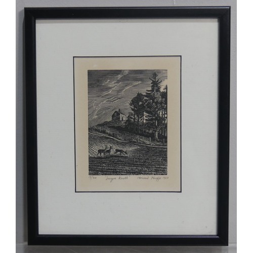 171 - Howard Phipps, (B. 1954), Woodblock print, Swyre Knoll, 19/30, signed in pencil together with one ot... 